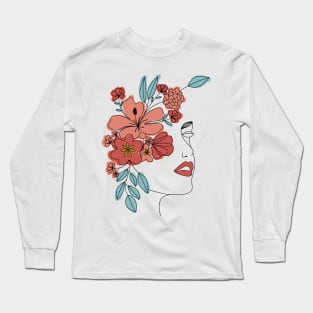 Boho inspired Line Art Lady 3 Long Sleeve T-Shirt